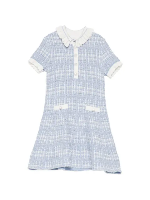 Self-Portrait Kids Kleid aus Bouclé-Strick mit Kunstperlen