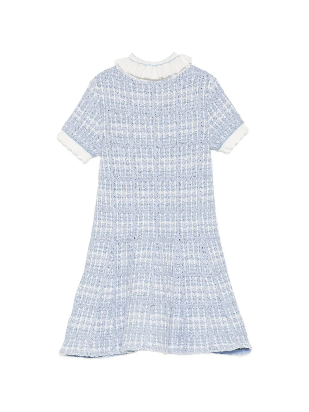 Self-Portrait Kids Bouclé gebreide jurk met imitatieparel Blauw