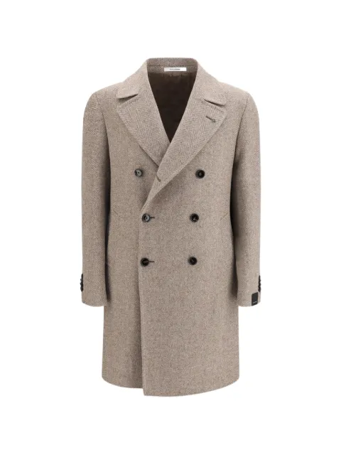 Tagliatore herringbone-pattern double-breasted coat