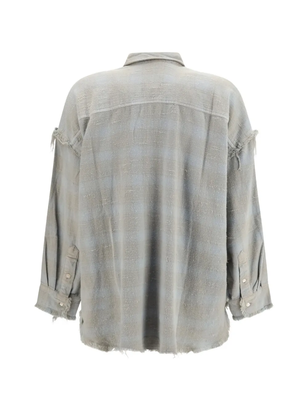 R13 Geruite blouse met franje afwerking Beige