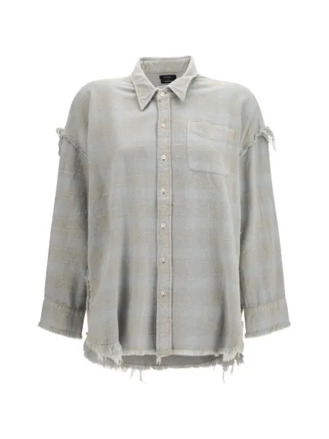R13 camisa a cuadros con bordes deshilachados
