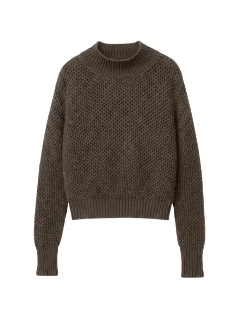 Iris Von Arnim waffle-knit mock-neck sweater