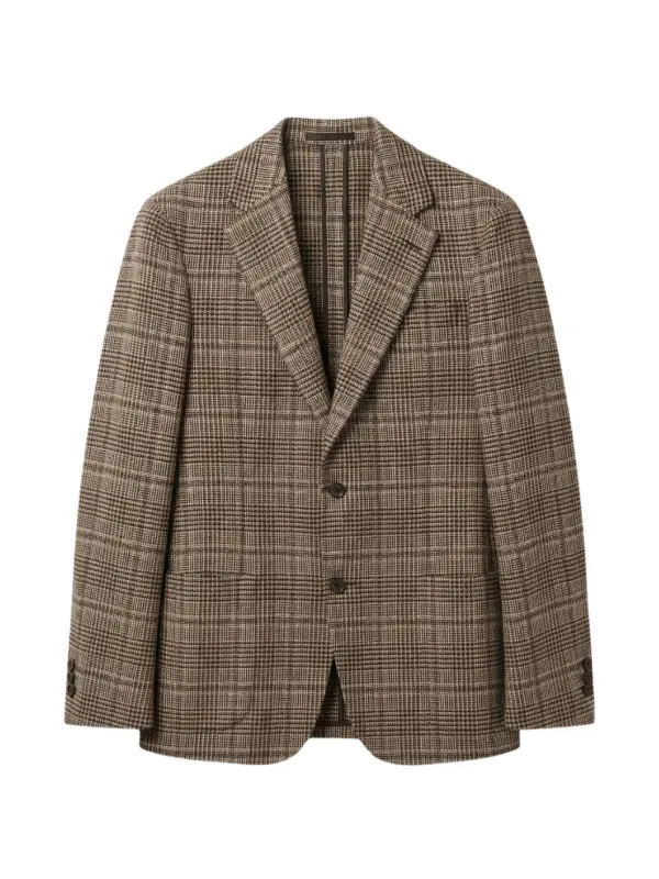 LARDINI　3つボタン段返シングル ジャケット チェック ベージュ　44 Lardini チェック ジャケット | ブラウン | FARFETCH JP