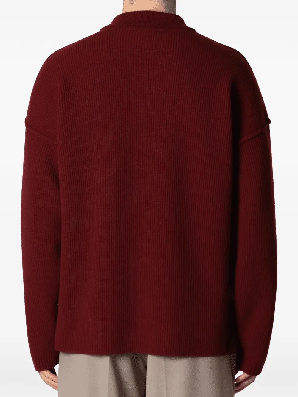 Roberto Collina oversized ribbed-knit polo shirt Rood