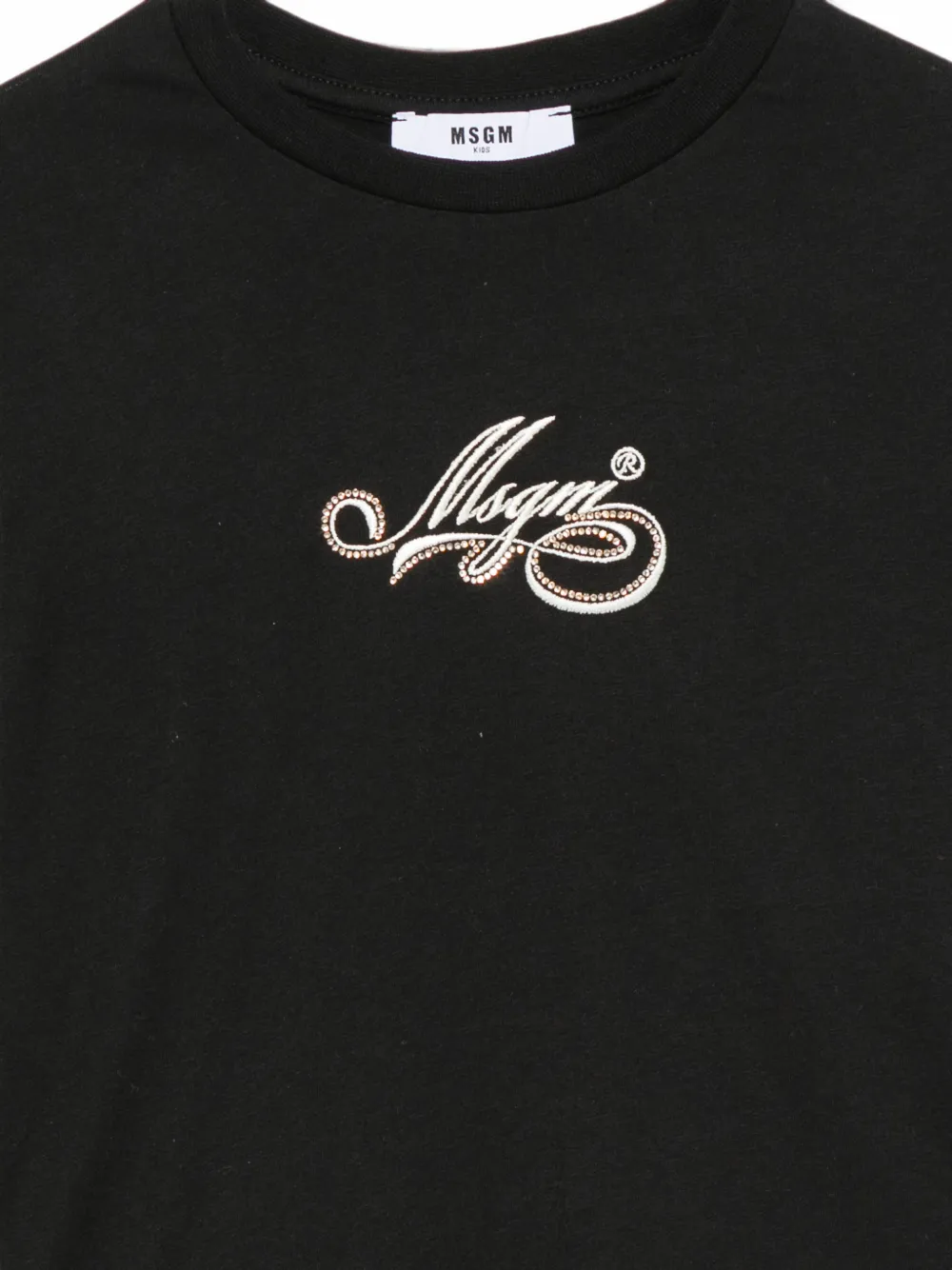 MSGM Kids T-shirt met logo van stras Zwart