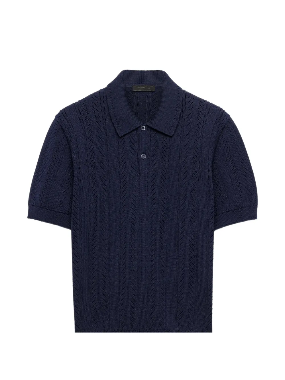 Prada short-sleeved openwork cotton polo shirt - Blu