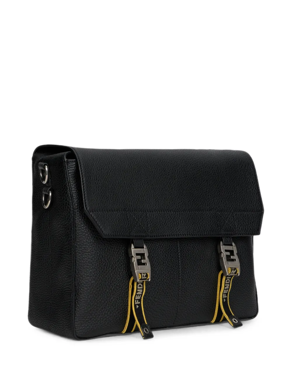 FENDI Medium Flow Cuoio Romano leren tas Zwart