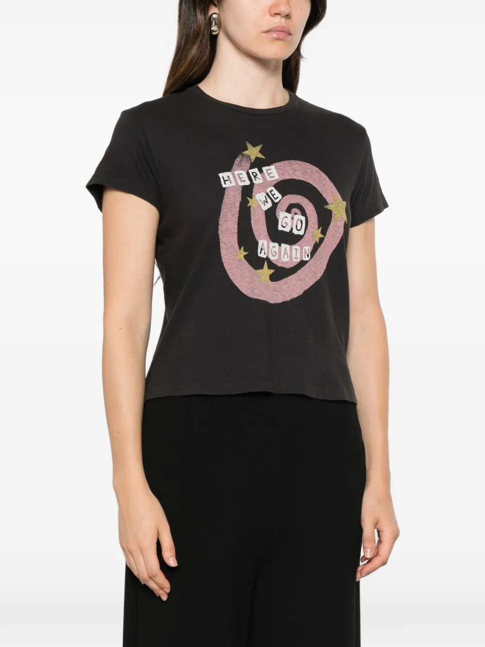 RE DONE T-shirt met grafische print Zwart