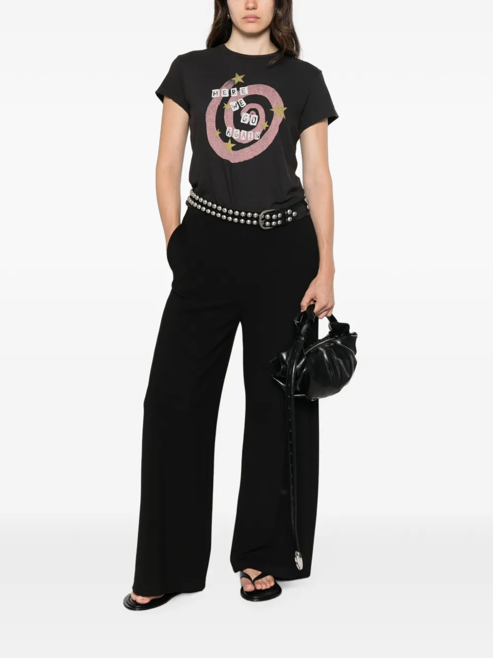 RE DONE T-shirt met grafische print Zwart