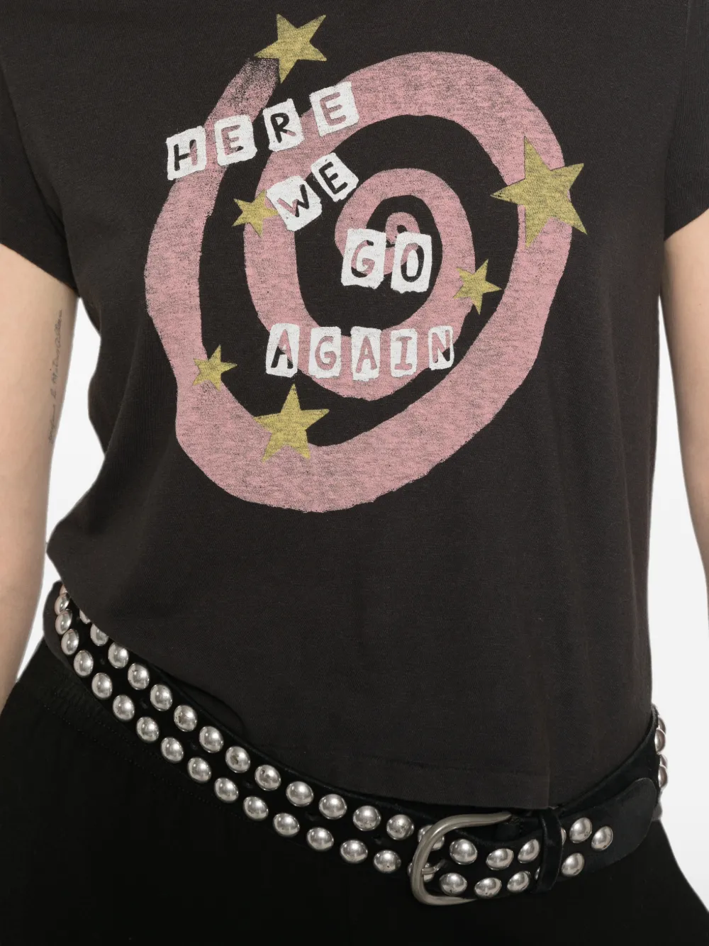RE DONE T-shirt met grafische print Zwart