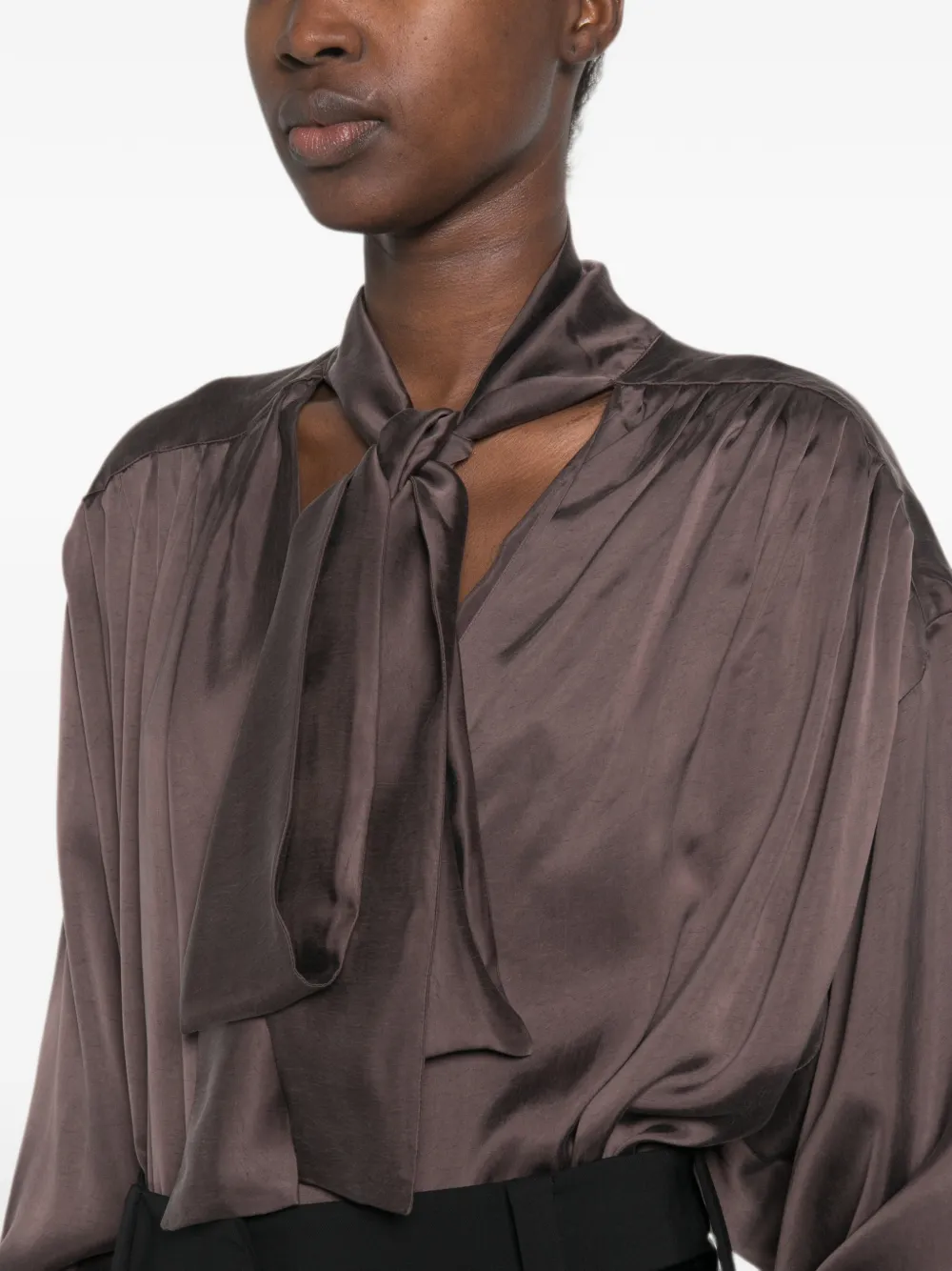 THE ANDAMANE Mathilda gesmockte blouse Bruin