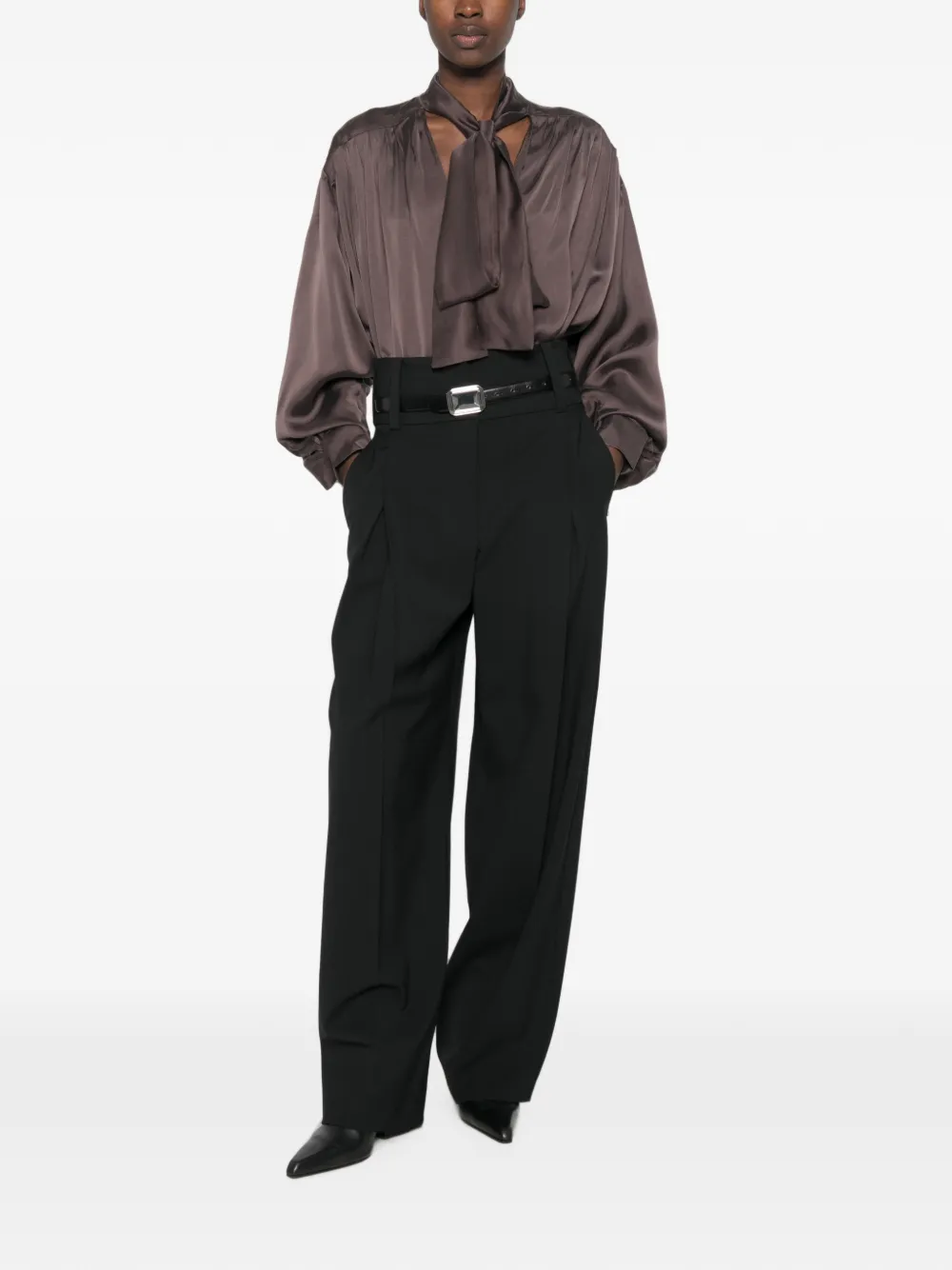 THE ANDAMANE Mathilda gesmockte blouse Bruin