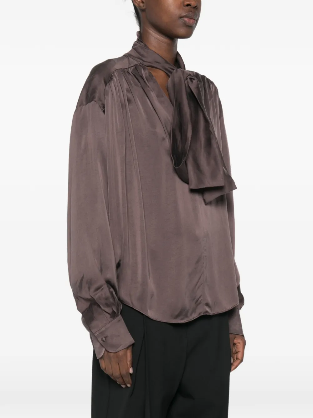 THE ANDAMANE Mathilda gesmockte blouse Bruin