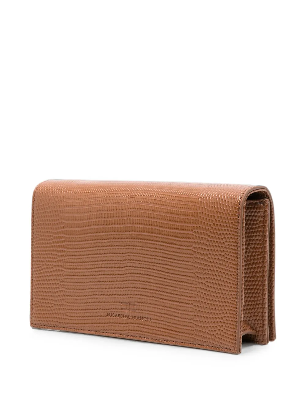 Elisabetta Franchi Clutch met logo-plakkaat en reptiel-effect Beige