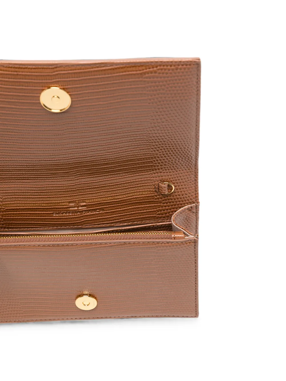 Elisabetta Franchi Clutch met logo-plakkaat en reptiel-effect Beige