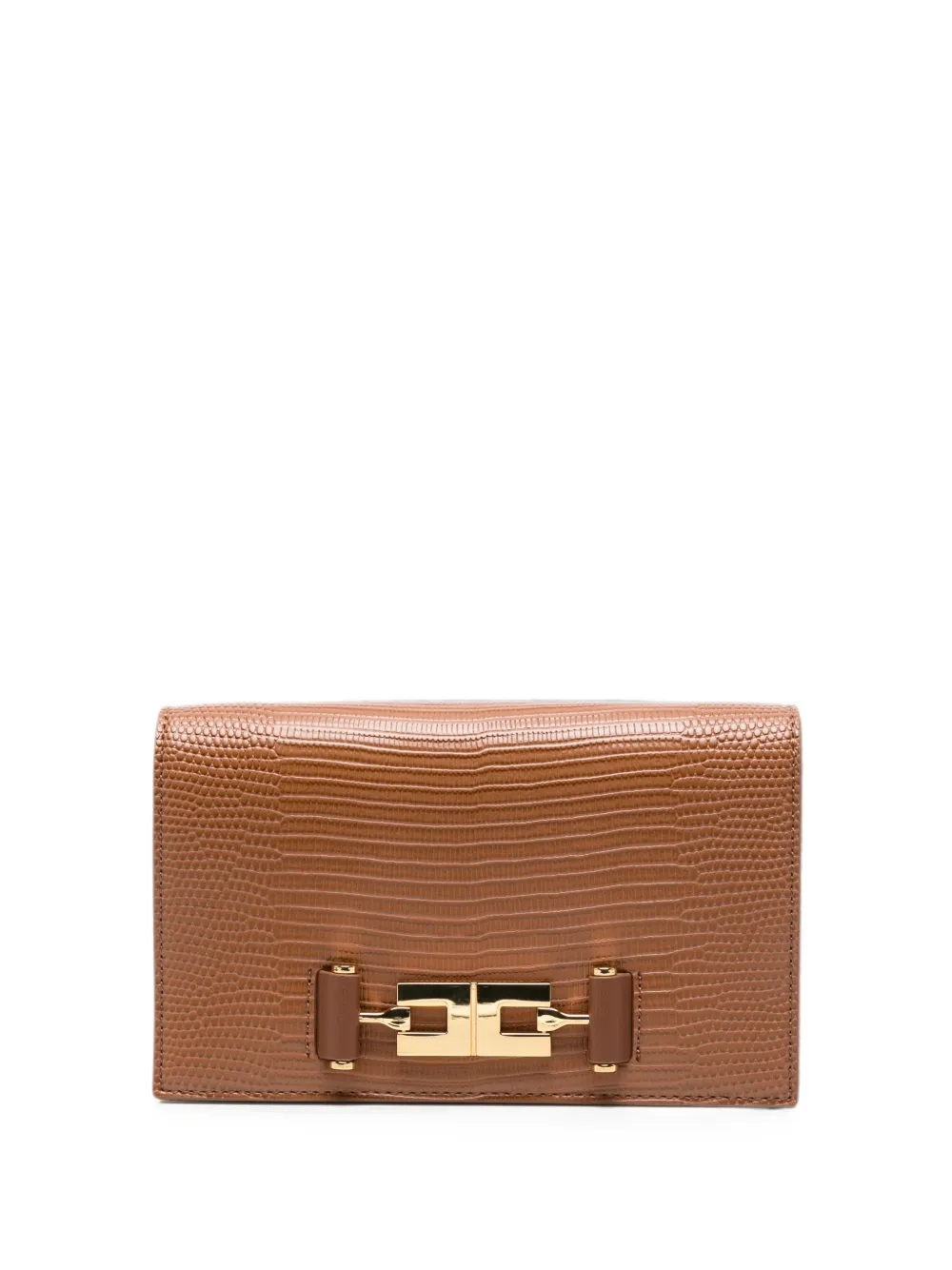 Elisabetta Franchi reptile-effect logo-plaque clutch bag - Toni neutri