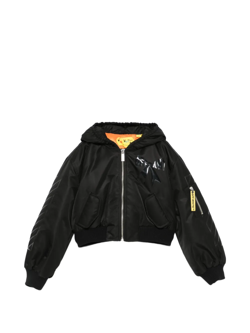 Off-White Kids hooded logo-print jacket - Schwarz