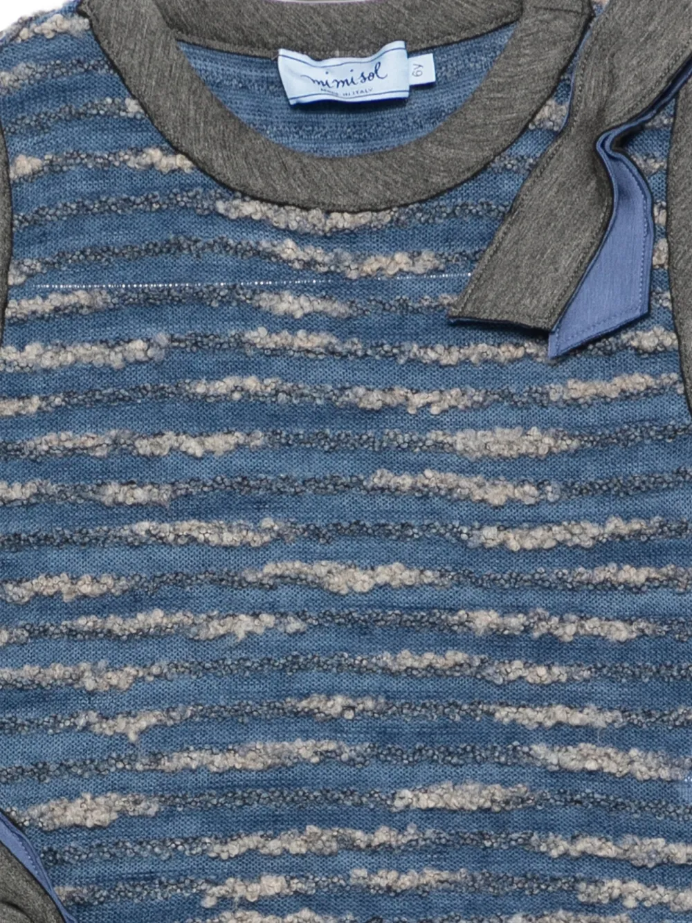 Mi Sol Top met horizontale streep en strikdetail Blauw