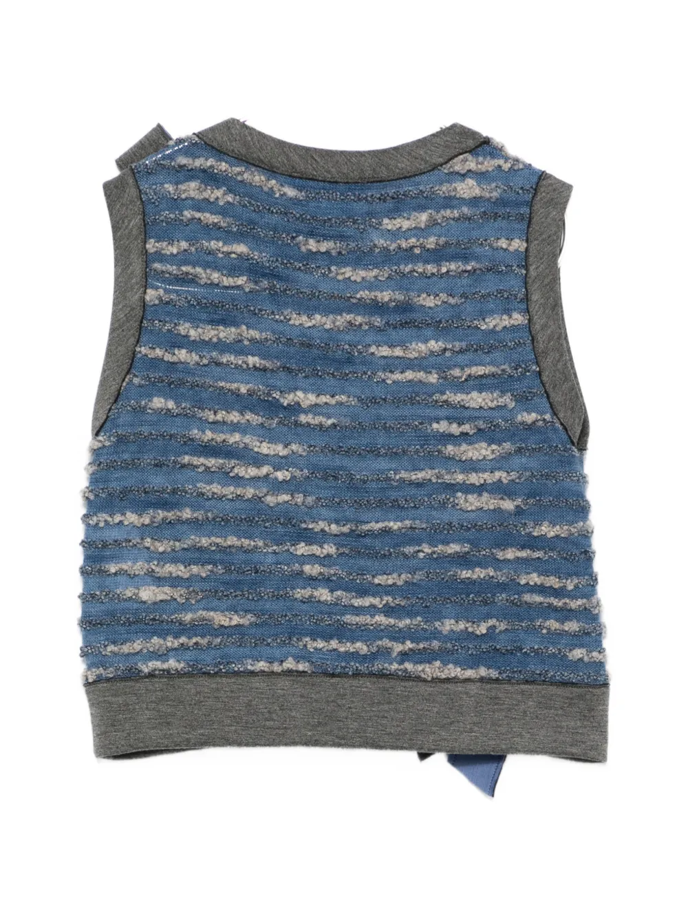 Mi Sol Top met horizontale streep en strikdetail Blauw