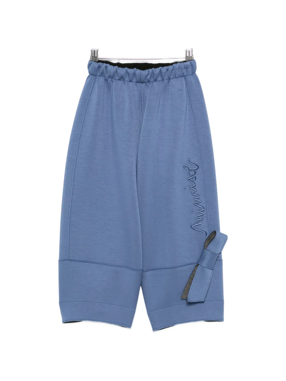 Mi Mi Sol bow-detail embroidered trousers - Blu