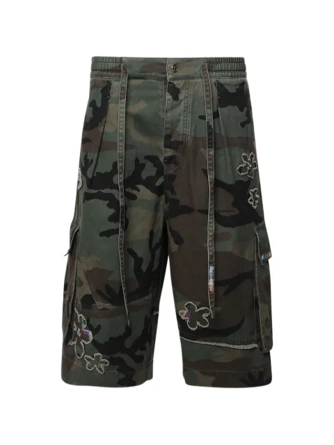 Nahmias floral-patch crystal-embellished shorts