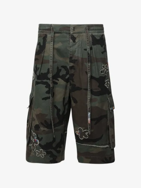 Nahmias floral-patch crystal-embellished shorts