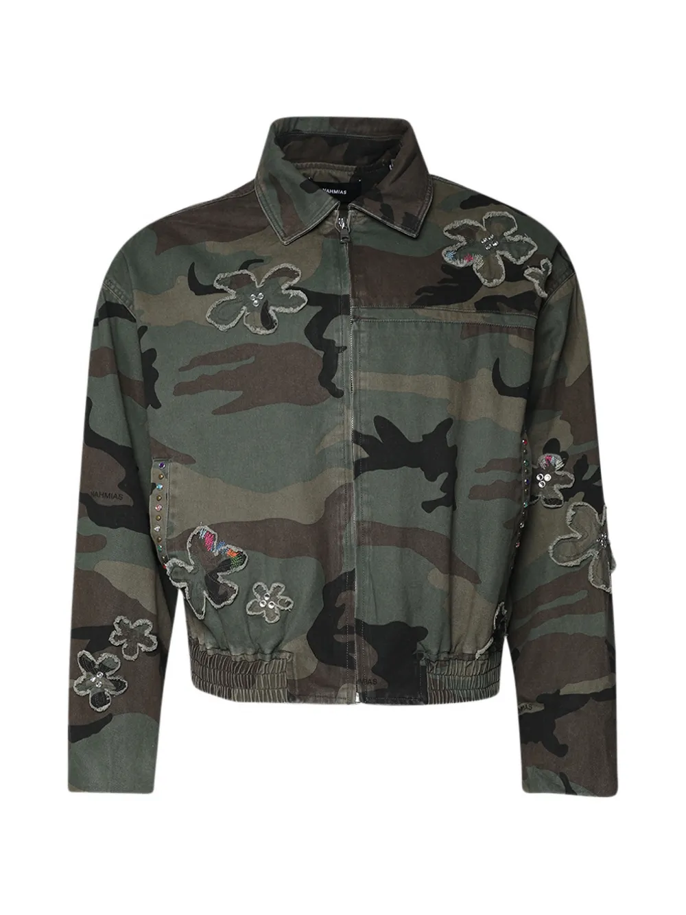 Nahmias crystal-embellished floral-patch bomber jacket - Grün