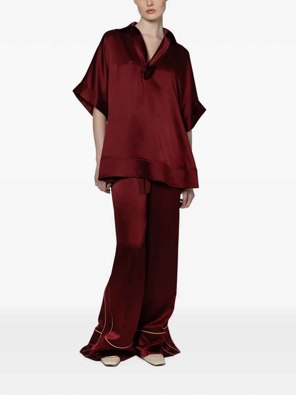 Roksanda Enira Piping-detail Top in Red, view 3