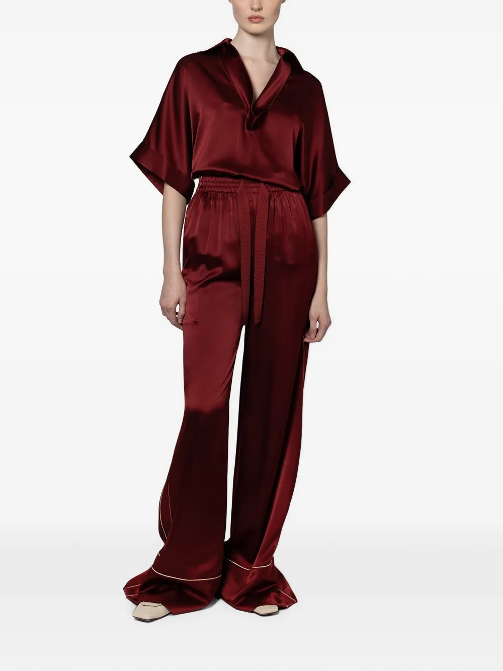 Roksanda Enira Piping-detail Top in Red, view 2