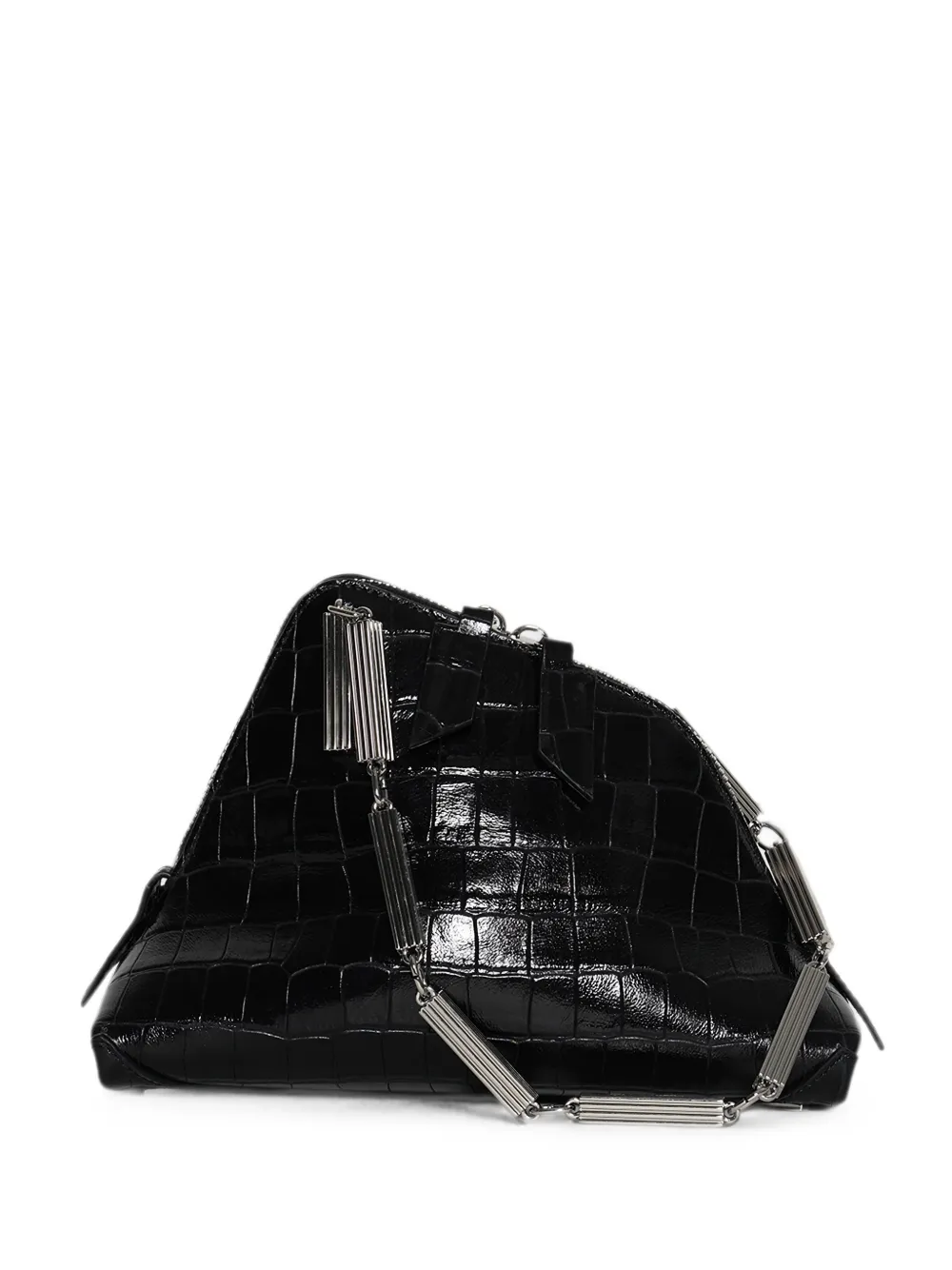 The Attico La Scala croc-effect shoulder bag - Schwarz