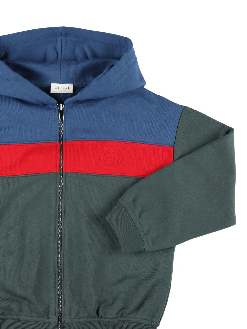 Gucci Kids Interlocking G hoodie met colourblocking Blauw