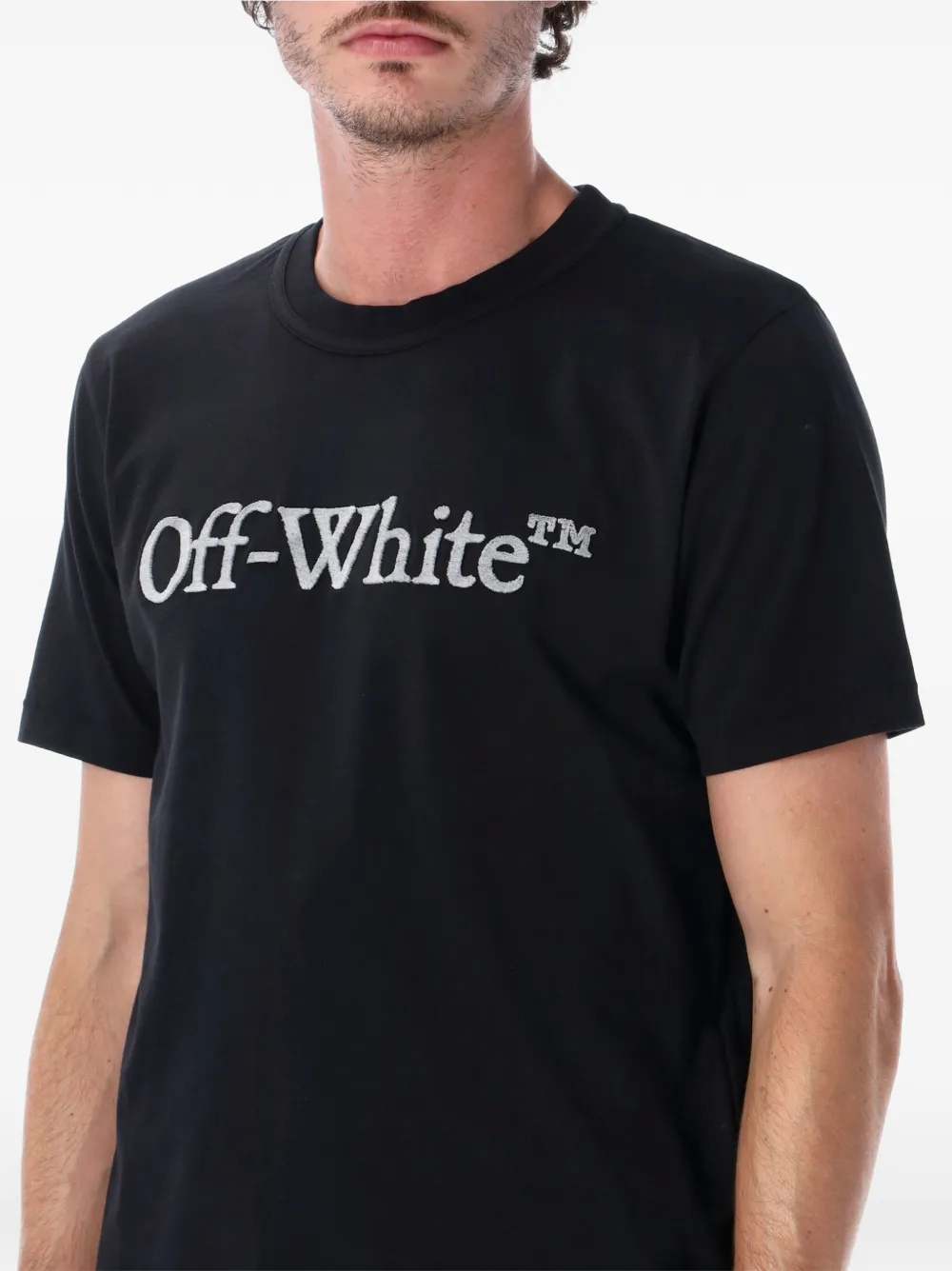 Off-White T-shirt met geborduurd logo Zwart