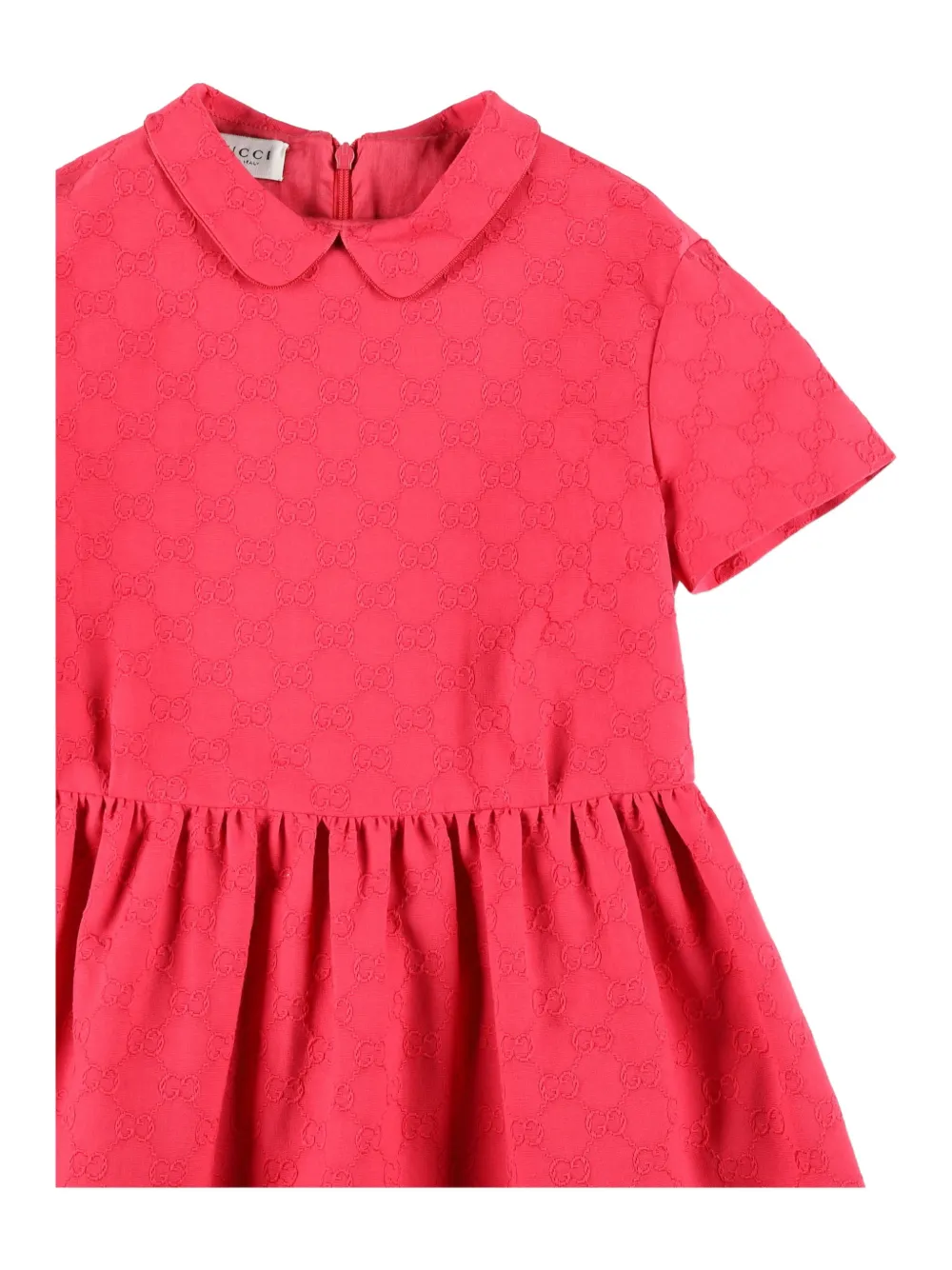 Gucci Kids Jurk met GG-jacquard en katoenen Peter Pan-kraag Rood