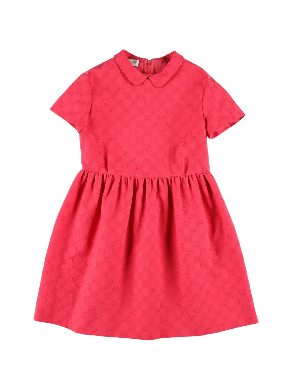 Gucci Kids Jurk met GG-jacquard en katoenen Peter Pan-kraag Rood