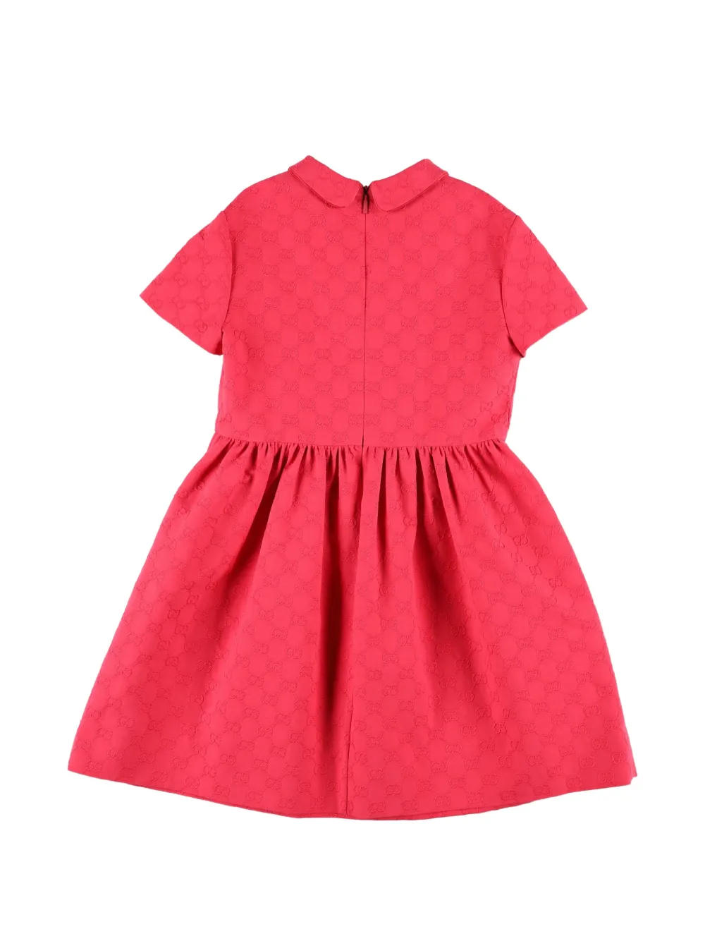 Gucci Kids Jurk met GG-jacquard en katoenen Peter Pan-kraag Rood