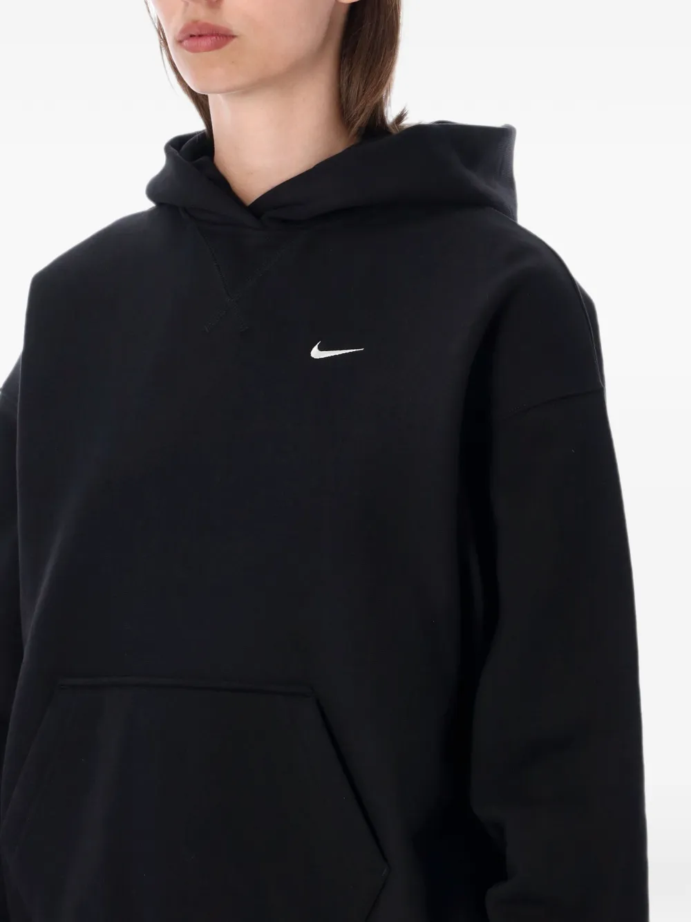 Nike logo-embroidered hoodie Zwart