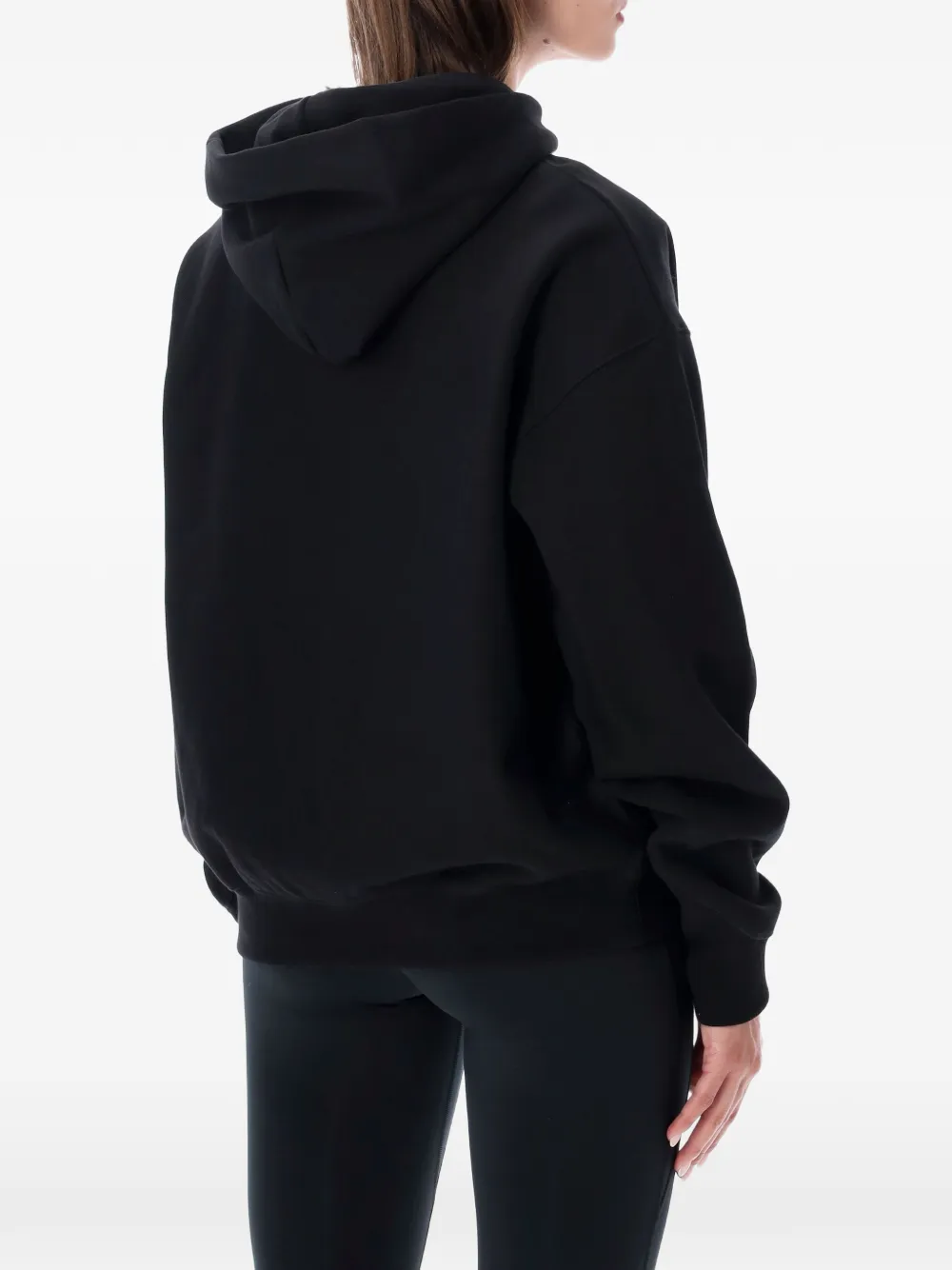 Nike logo-embroidered hoodie Zwart