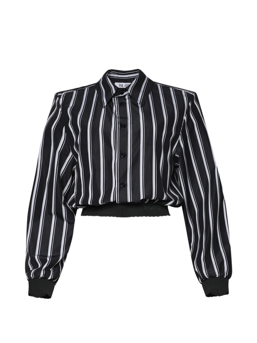 The Attico vertical-stripe cropped shirt - Blu