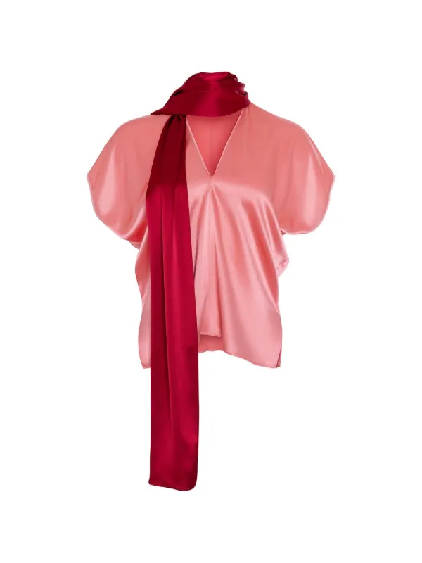 Roksanda Nava Satin V-neck Top in Pink