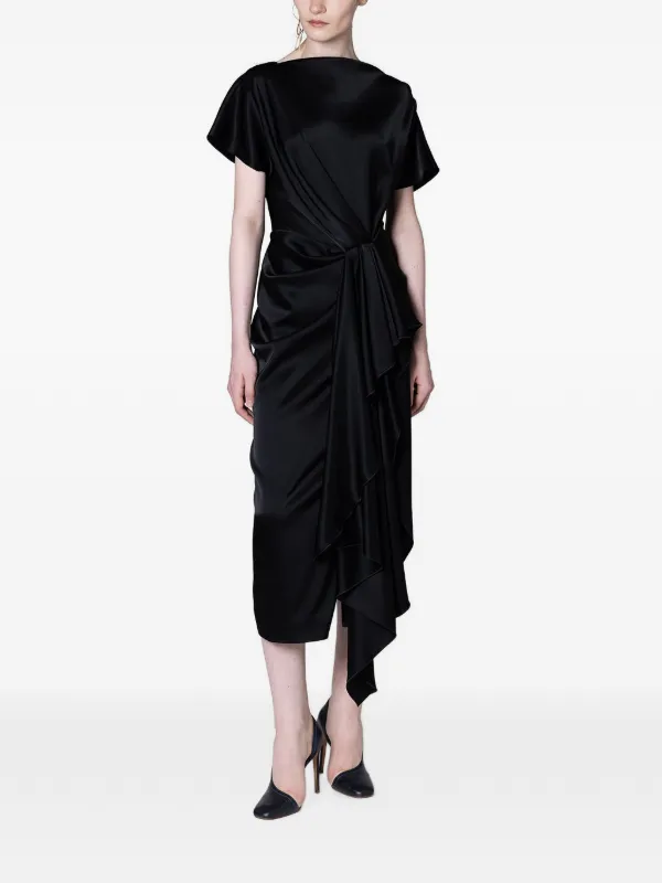Roksanda Zoa Draped Ruffled Dress in Black