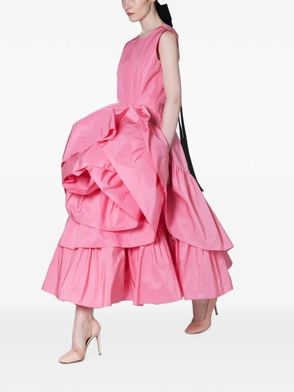 Roksanda Radica Rosette-detail Tiered Dress in Pink, view 3