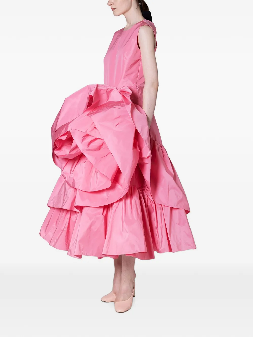 Roksanda Radica Rosette-detail Tiered Dress in Pink, view 4