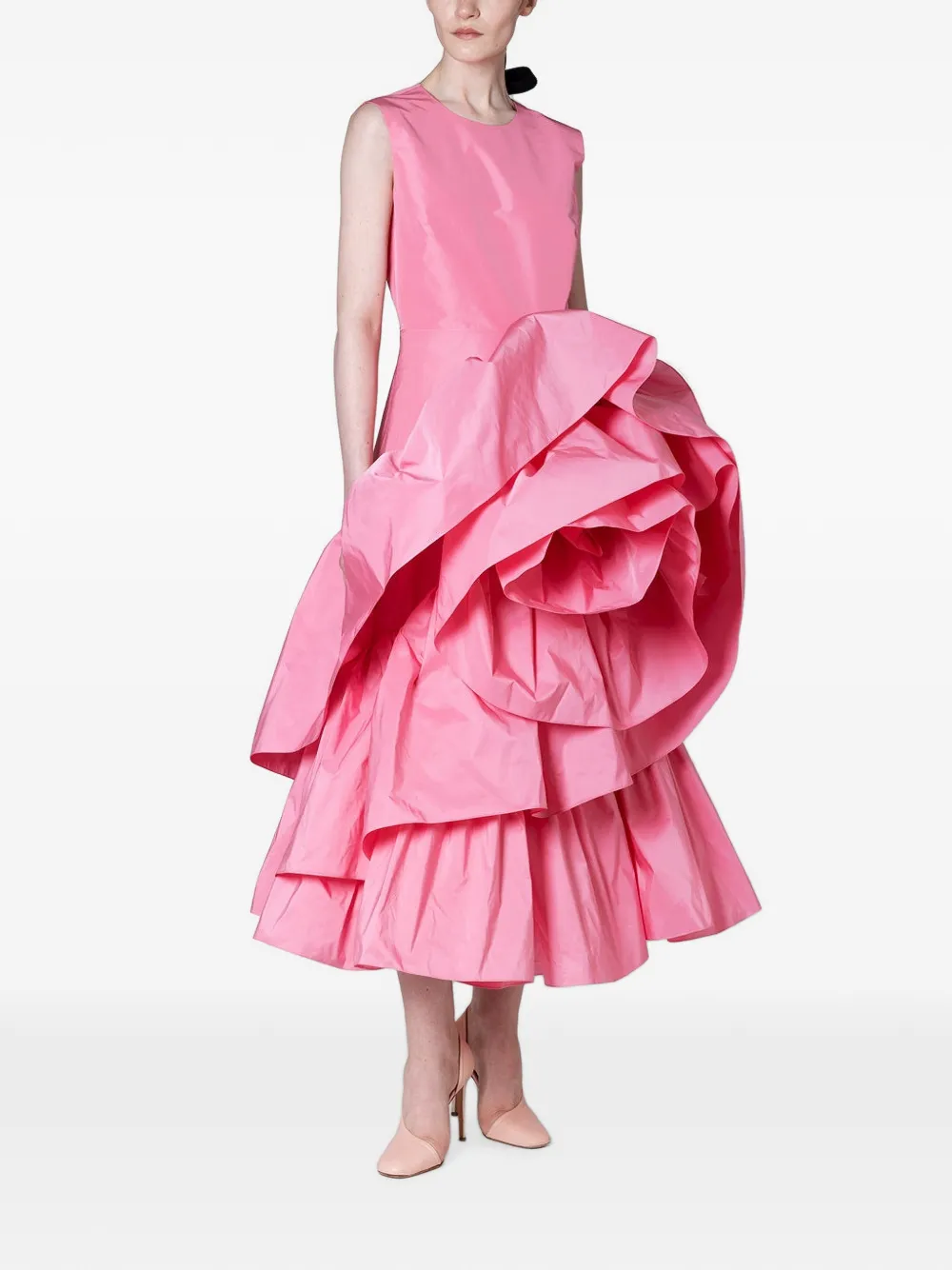 Roksanda Radica Rosette-detail Tiered Dress in Pink, view 2