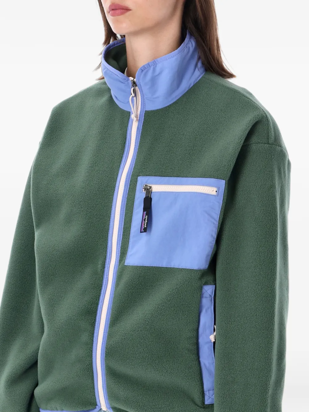 Patagonia Fleece jack met vlakken Groen