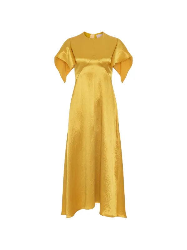 Roksanda Sola Cape-sleeve Dress in Yellow