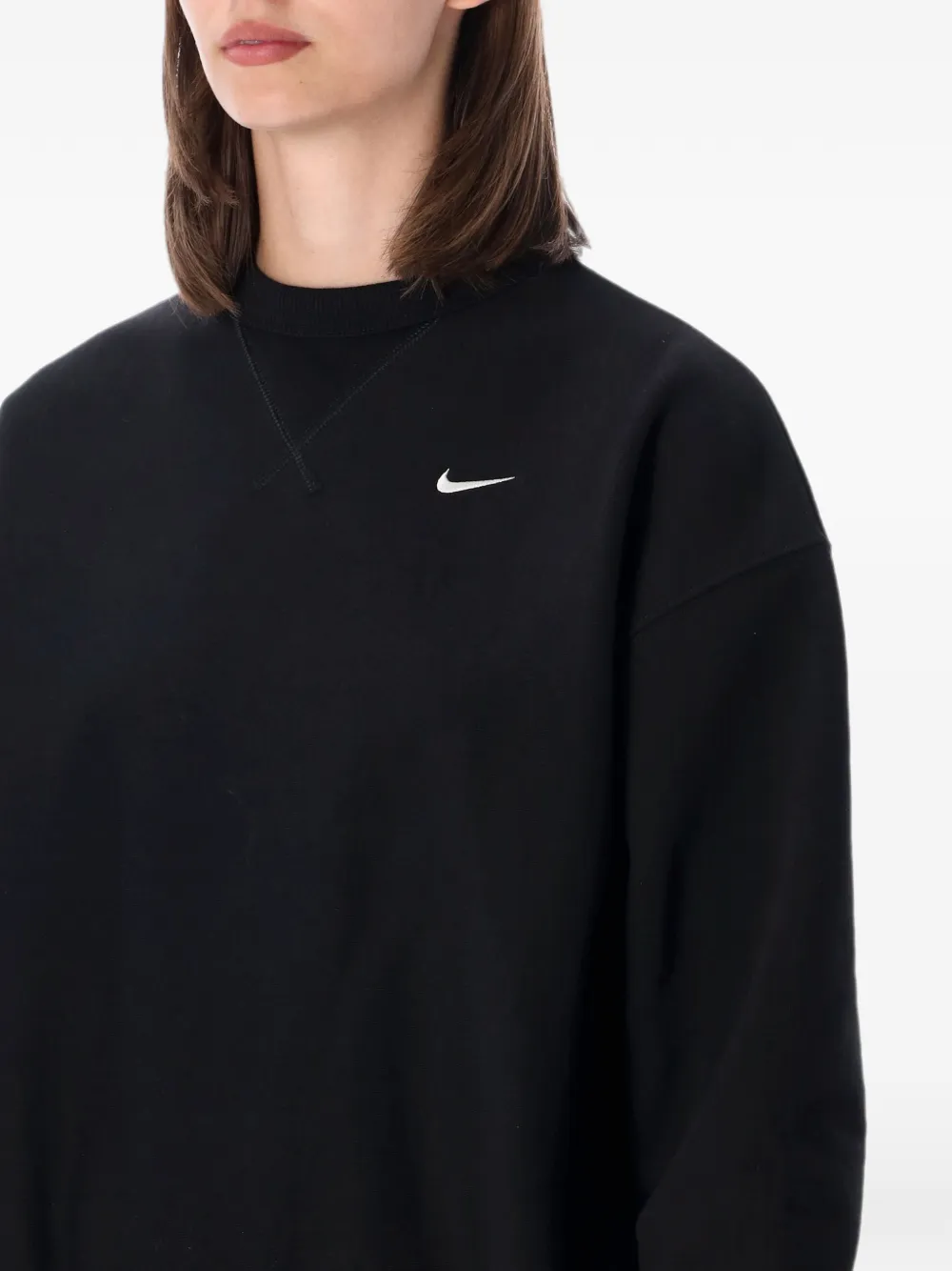Nike Studio logo-embroidered crew-neck sweatshirt Zwart