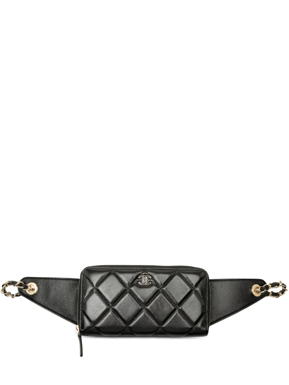 CHANEL Pre-Owned Marsupio CC in pelle di agnello trapuntata con catena 2019 - Nero