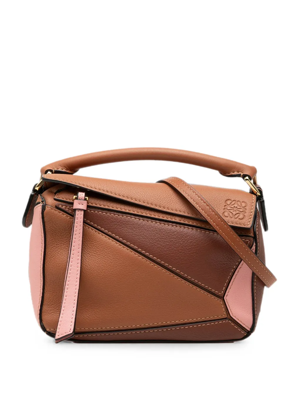 Loewe Pre-Owned 2019 Mini Tricolor Calfskin Puzzle satchel - Marrone