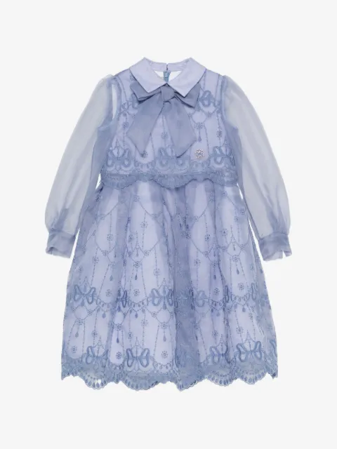 ELIE SAAB JUNIOR bow-detail embroidered dress