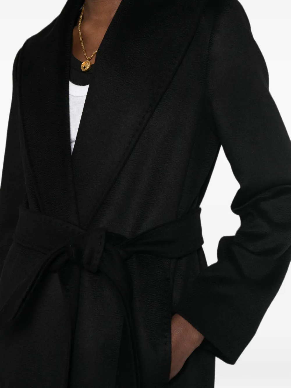 Max Mara Loriana mantel met ceintuur en lange mouwen Zwart